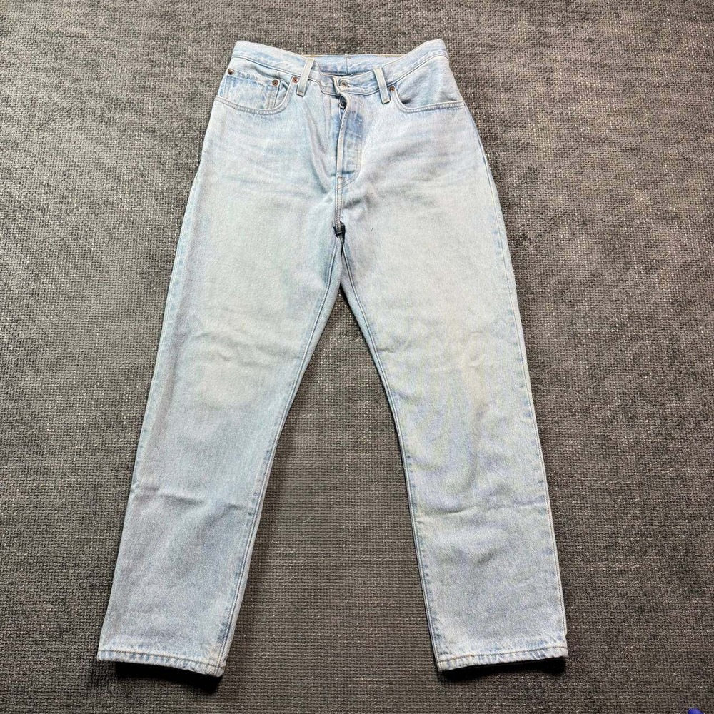 Levi's 501 Straight Leg Jeans Unisex 30 Light Wash Blue Vintage 90s Button Fly
